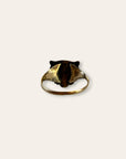 Antique Victorian 9ct Gold Lion Ring | Garnet Eyes & Natural Diamond Accent Ring Size 6.5