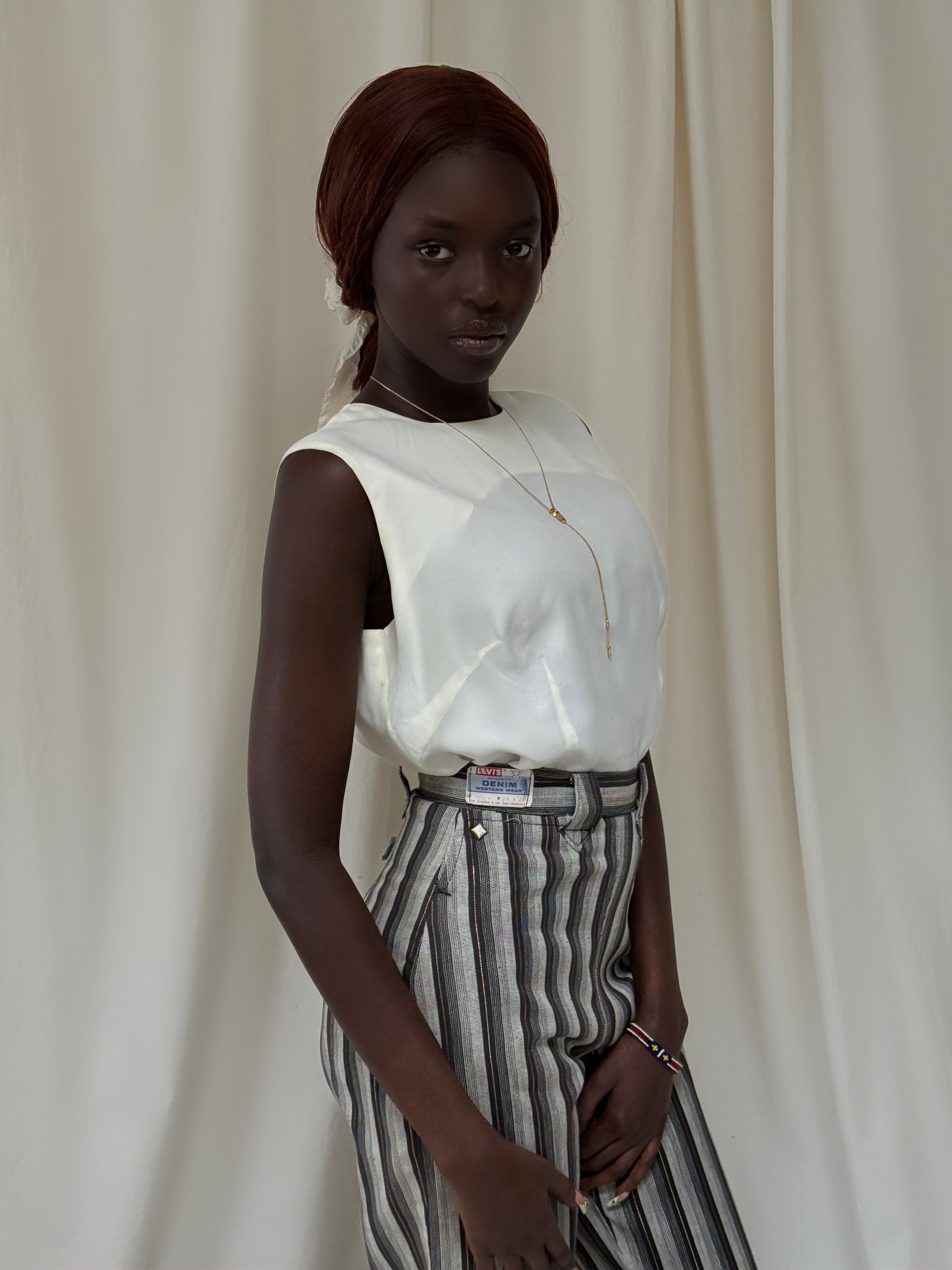 Vintage 1950’s Deadstock Levi’s Western Side Zip Ranch Striped Denim Pants W:24