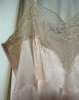Vintage 1930’s Silk Rayon Slip Dress | Romantic Blush Pink Lace Trim Luxury Lingerie