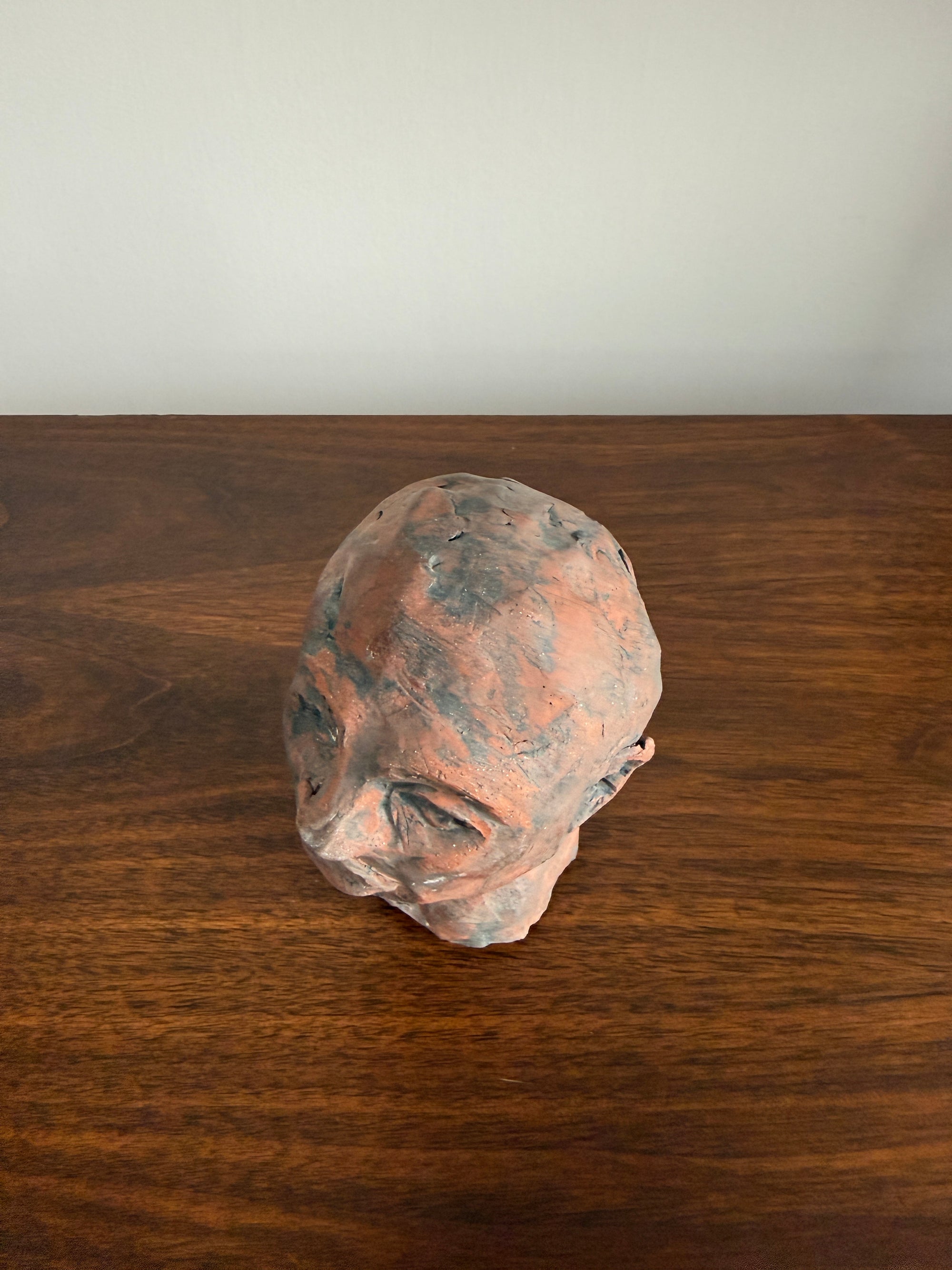 Vintage Modernist Terracotta Head Sculpture | Expressionist Bust Art | Mid Century Studio Pottery Portrait