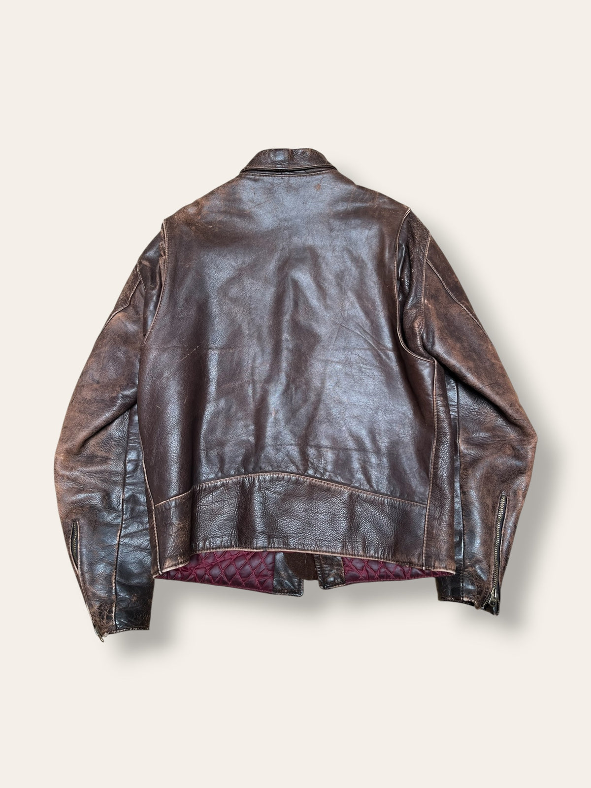 Vintage 1960s Brown Café Racer Motorcycle Leather Jacket