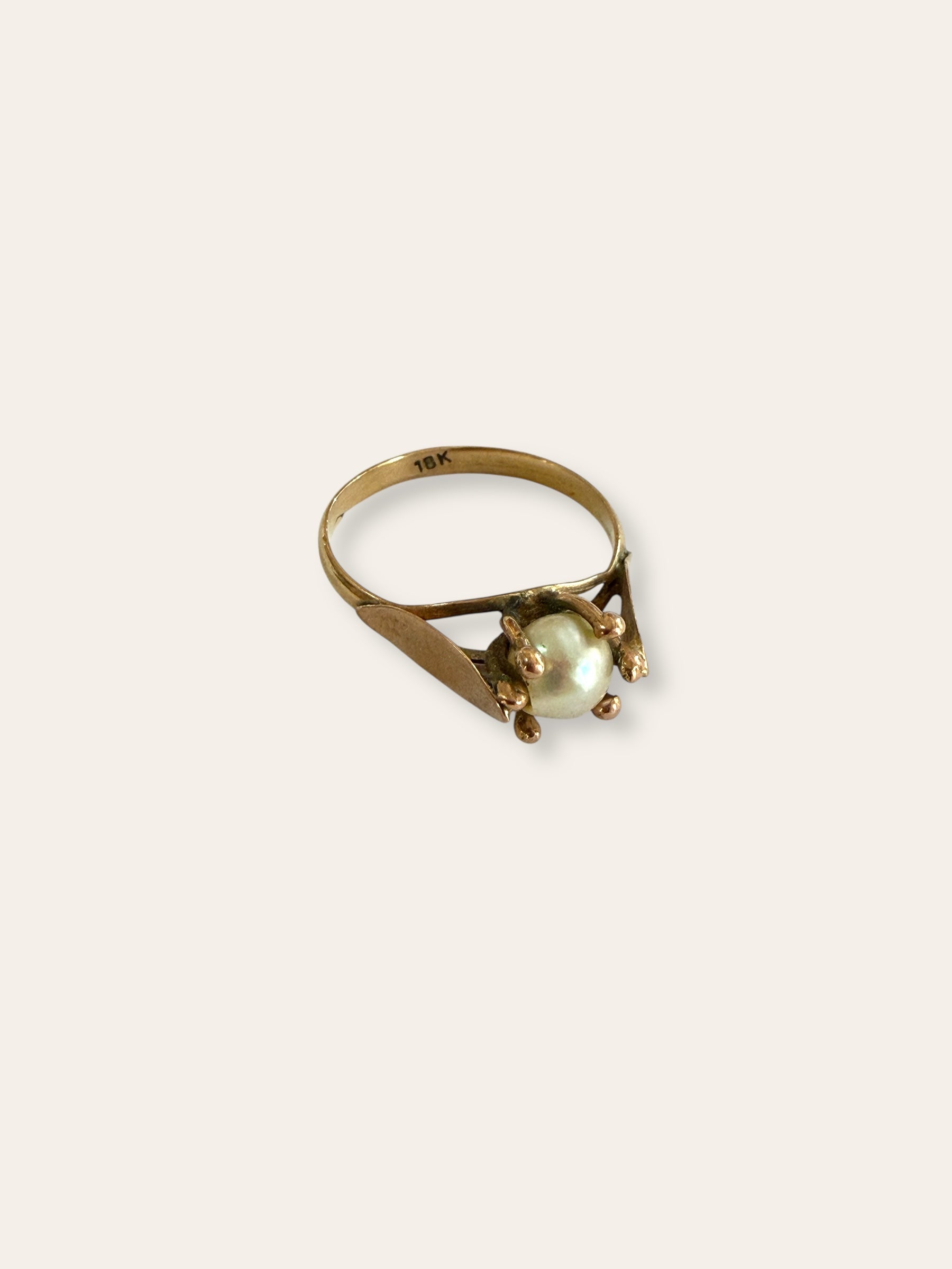 Antique 18k Gold Pearl Ring Size 6.25