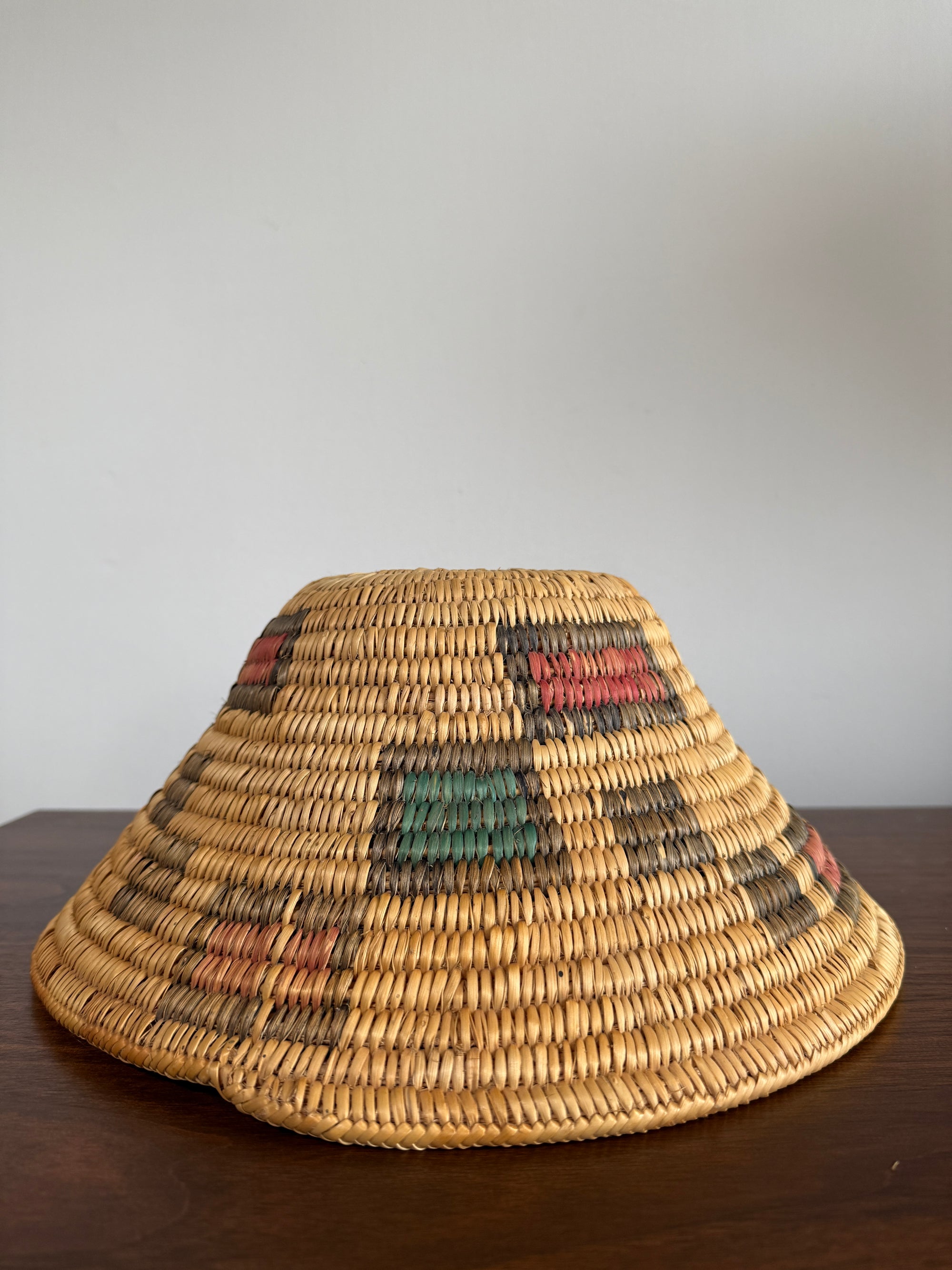 Vintage Jicarilla Apache Coil Handmade Basket | Native American Geometric Basket