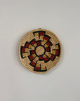 Vintage Hopi Coiled Flat Basket | Handwoven Native American Wall Art | Geometric Polychrome Woven Basket Tray