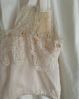 Vintage 1900s Silk & Lace Camisole Top | Edwardian Ivory Lace Bustier Crop | Antique Lingerie Blouse