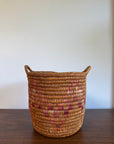 Vintage Jicarilla Apache Coil Handmade Basket With Handles | Native American Pattern Basket