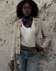 Vintage 1930s Buckskin Leather Cossack A-1 Jacket | Vintage Deerskin Sport Coat with Side Buckles