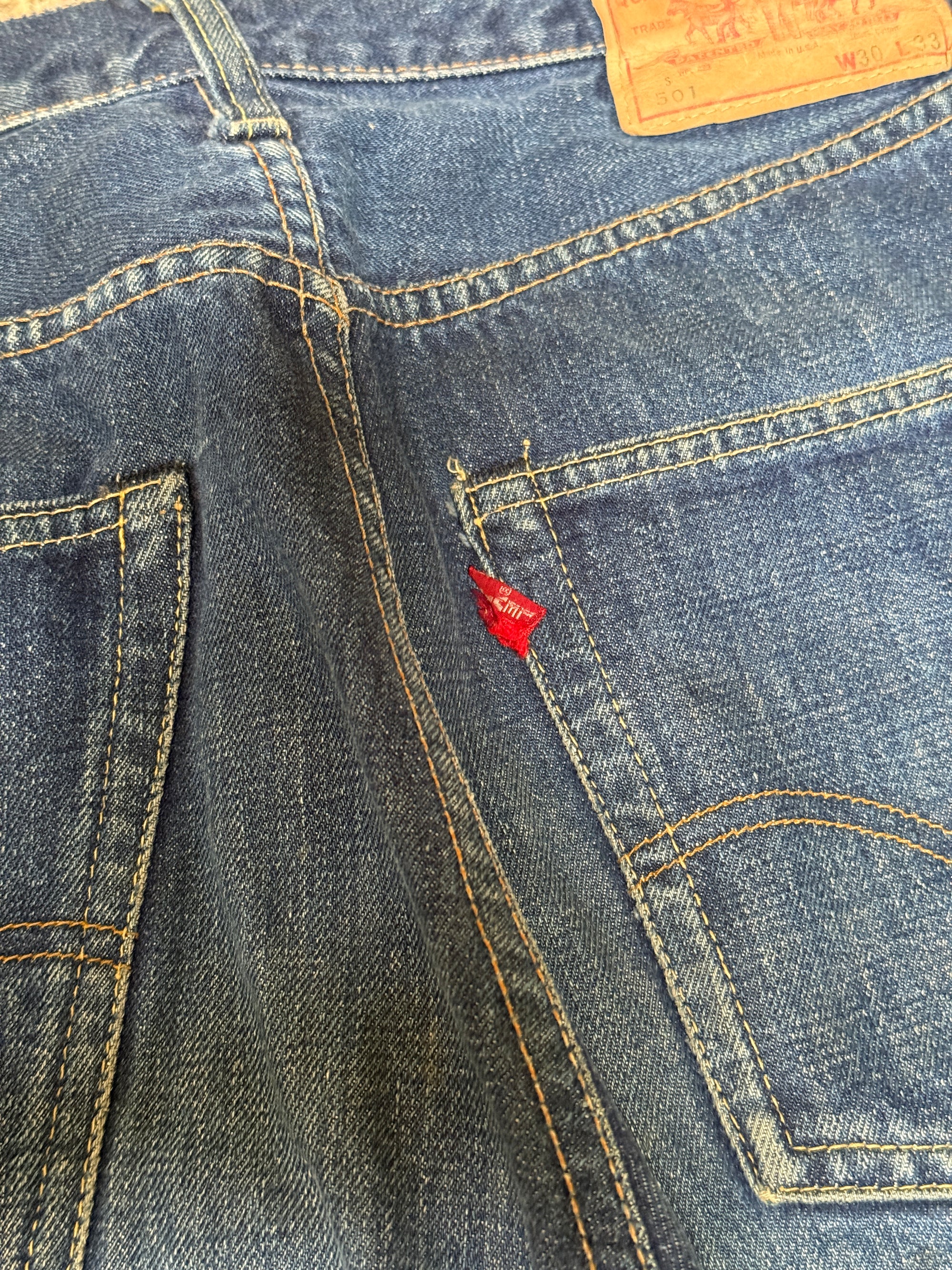 Vintage 1960s Levi’s 501s Big E Hippie Patchwork Denim Jeans | Bell Bottom Folk Art Custom Denim Pants W:26