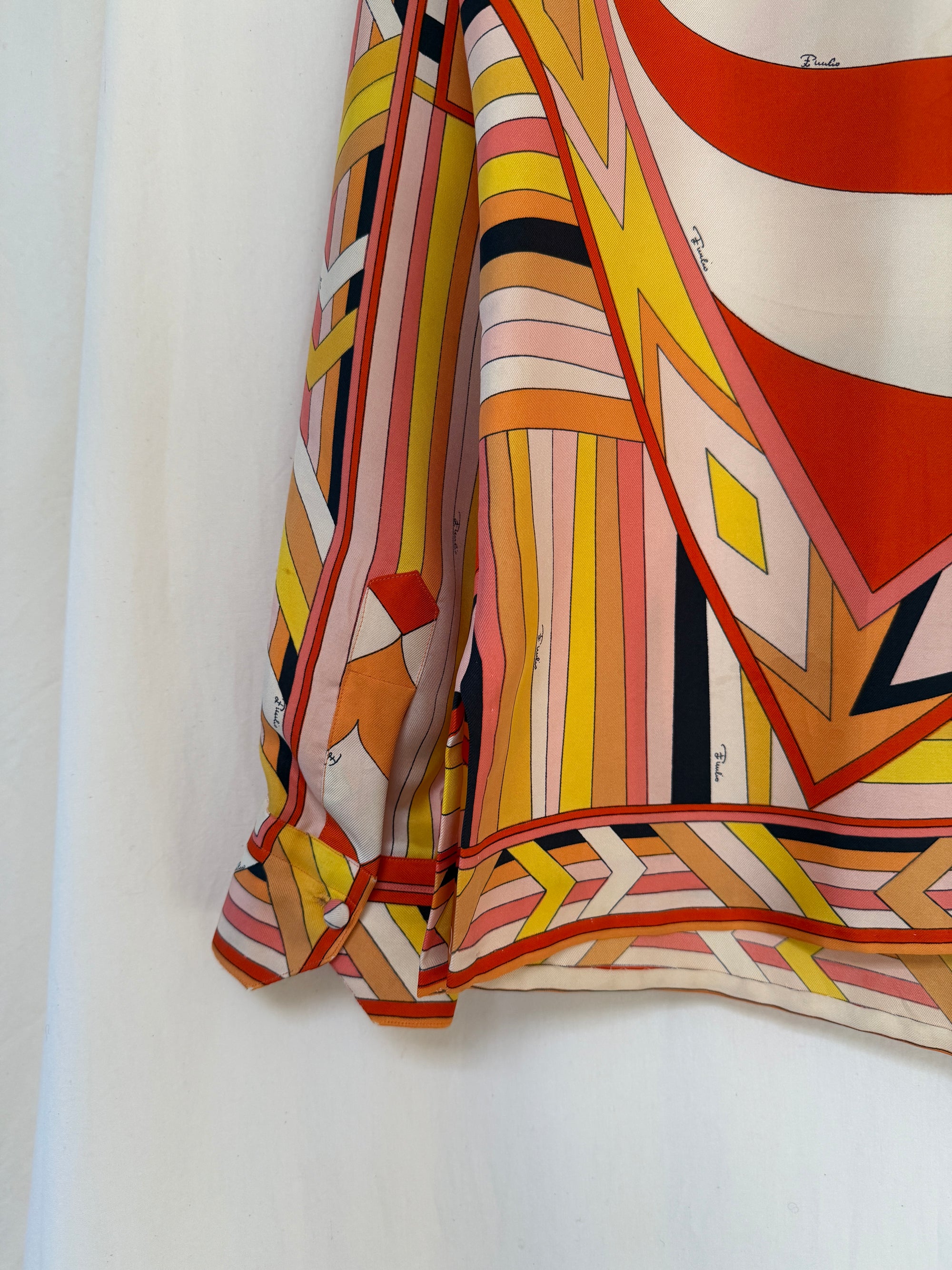 Vintage 1960’s Emilio Pucci Geometric Silk Blouse | Made in Italy Saks Fifth Avenue Silk Shirt