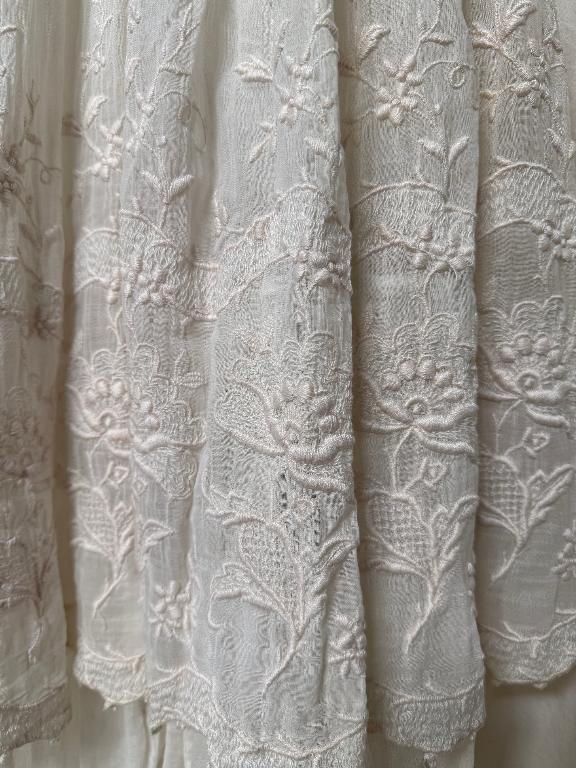 Antique 1900s Edwardian White Lace &amp; Embroidered Cotton Lawn Dress  | Handcrafted Heirloom Bridal Gown
