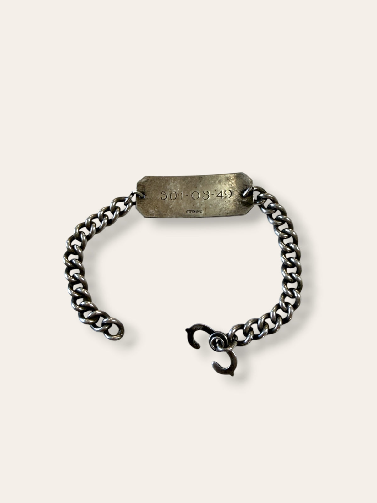 Vintage Sterling Silver WWII Identification Bracelet | Chunky Curb Link | 7” Chain Stamped