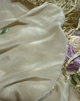 Vintage 1920’s Manton De Manila Silk Embroidered Long Fringe Piano Shawl | Romantic Floral Pastel