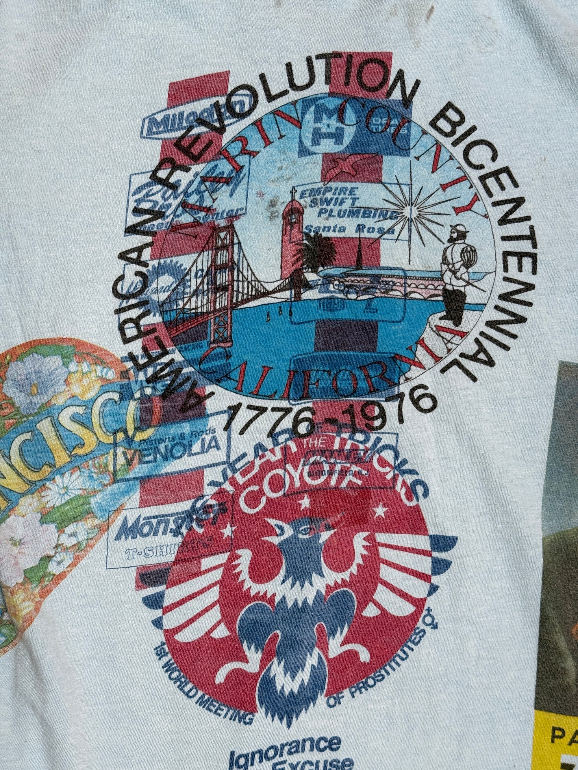 Vintage 1976 Kelley Mouse Studio Test Print T-Shirt | STUD San Francisco Bar | Grateful Dead Graphic Jester and Rose Tee | Rare 1970s Psychedelic Art T-Shirt