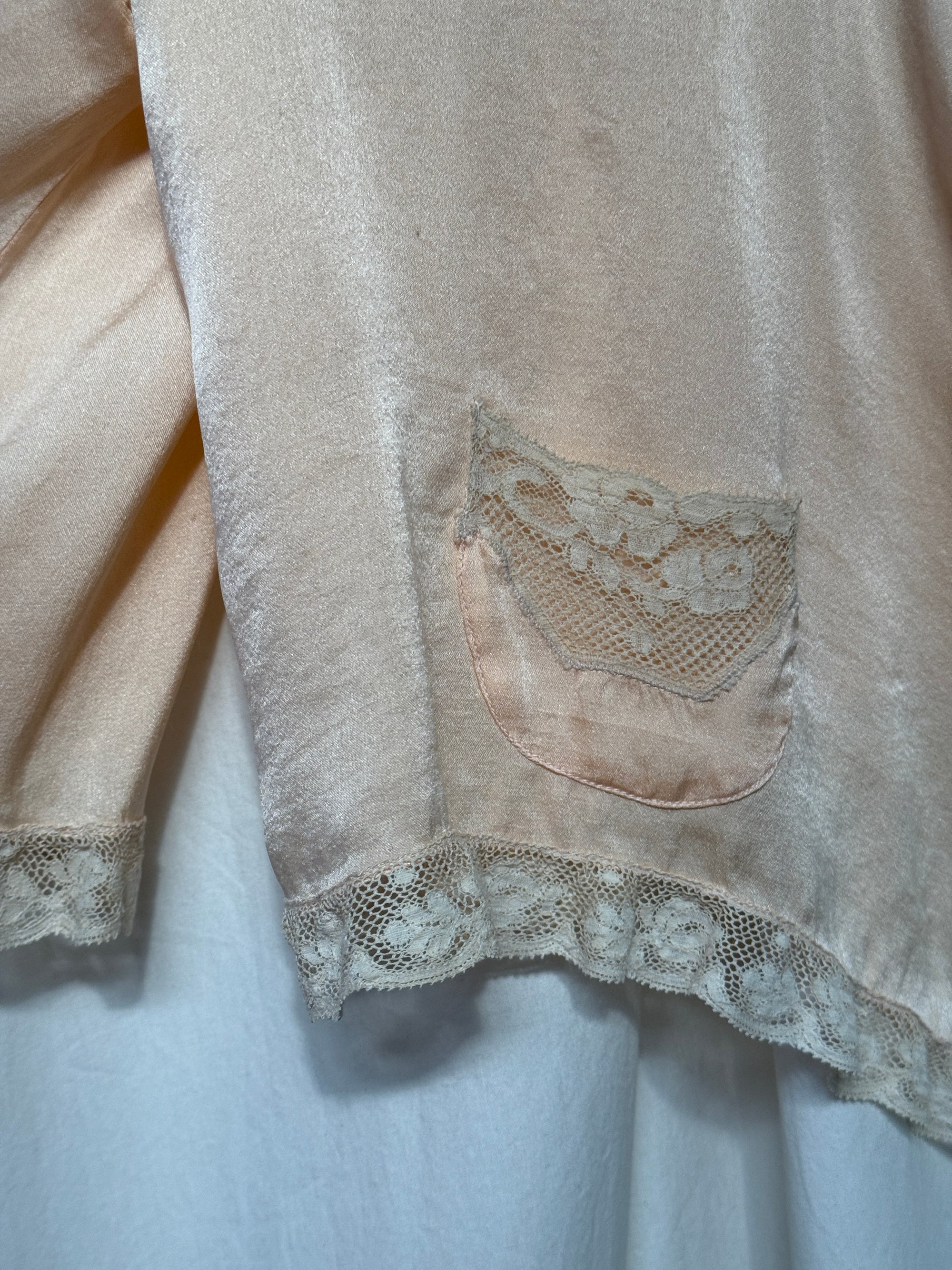 Vintage 1930s Silk &amp; Lace Bed Jacket | Silk Lingerie Top
