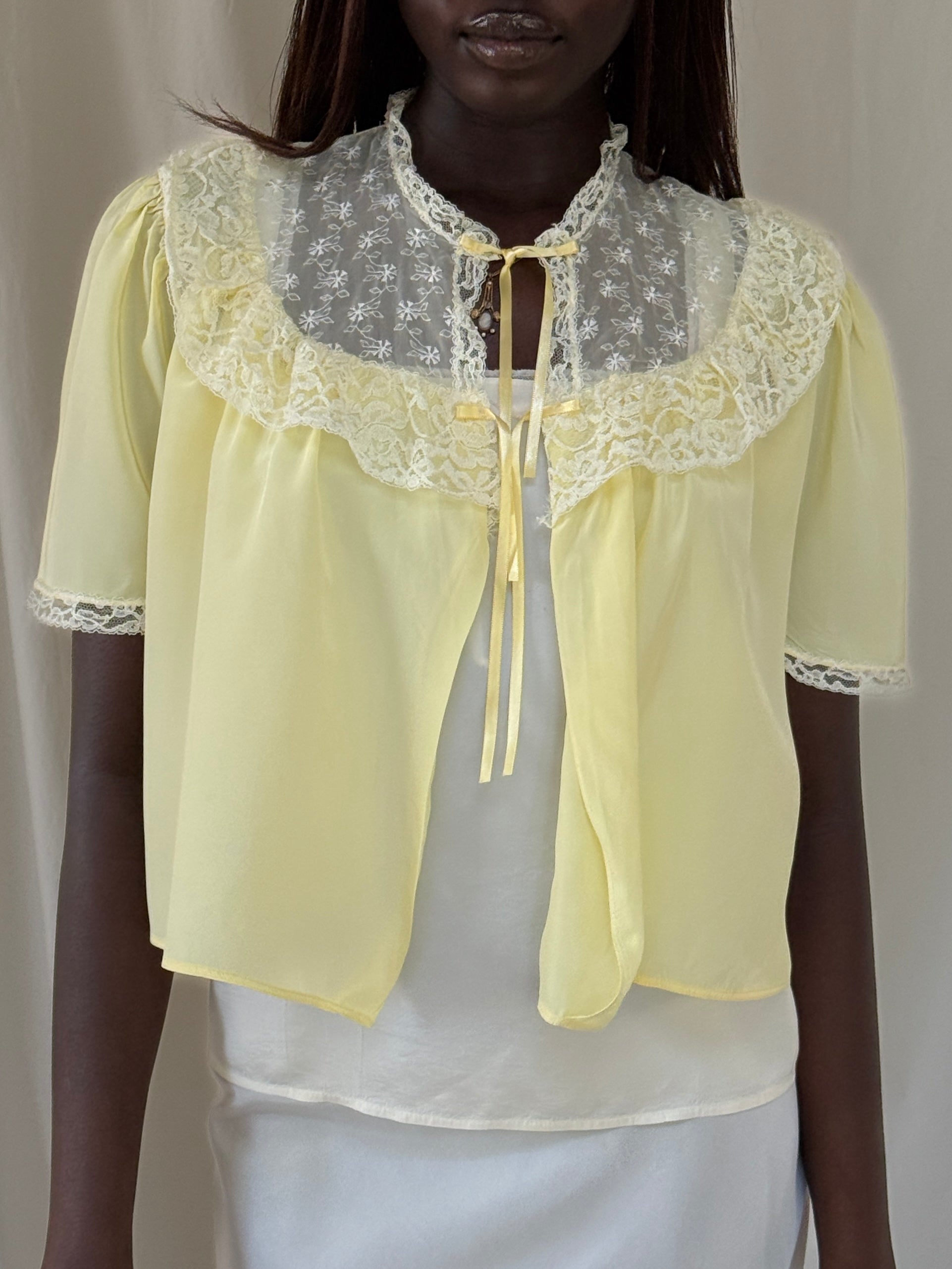 Vintage 1930s Silk &amp; Lace Bed Jacket | Silk Lingerie Layering Top