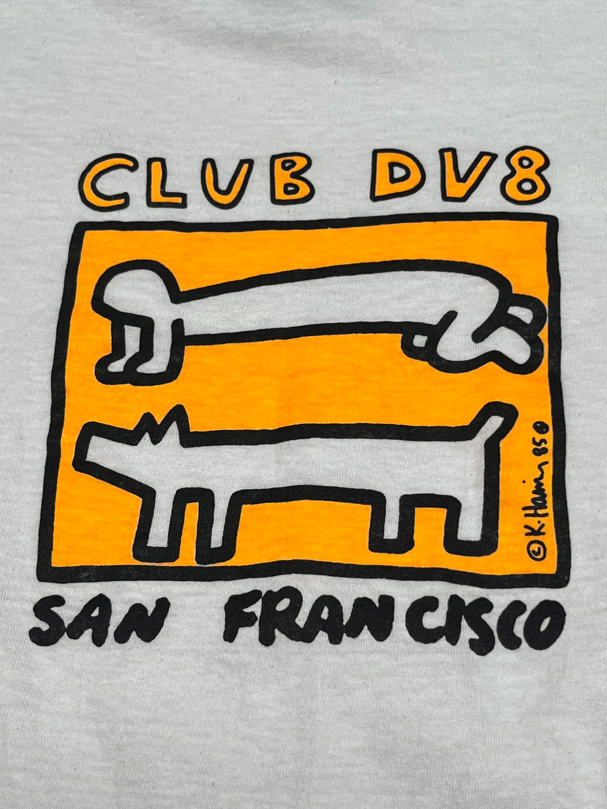 Vintage 1980s Keith Haring Club DV8 San Francisco Dog Graphic T-Shirt | Vintage Graphic Art Tee
