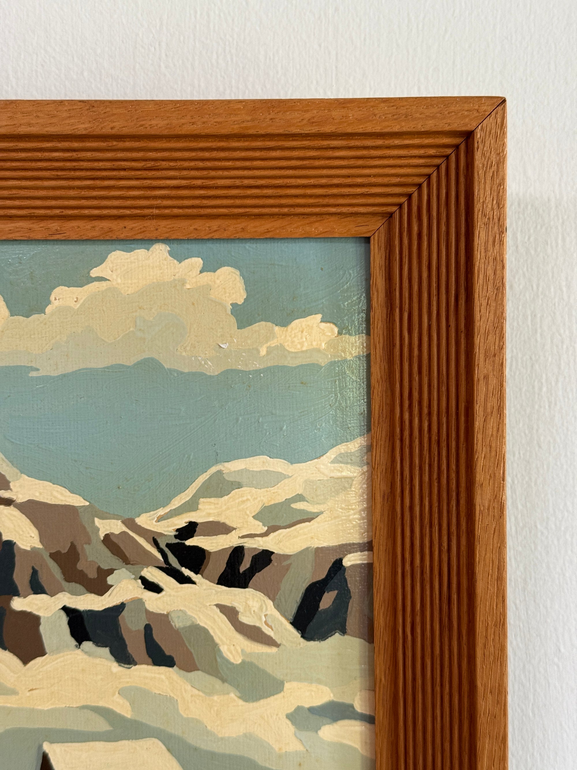 Vintage MCM Paint By Numbers Landscape Painting | Framed Mid Century Art