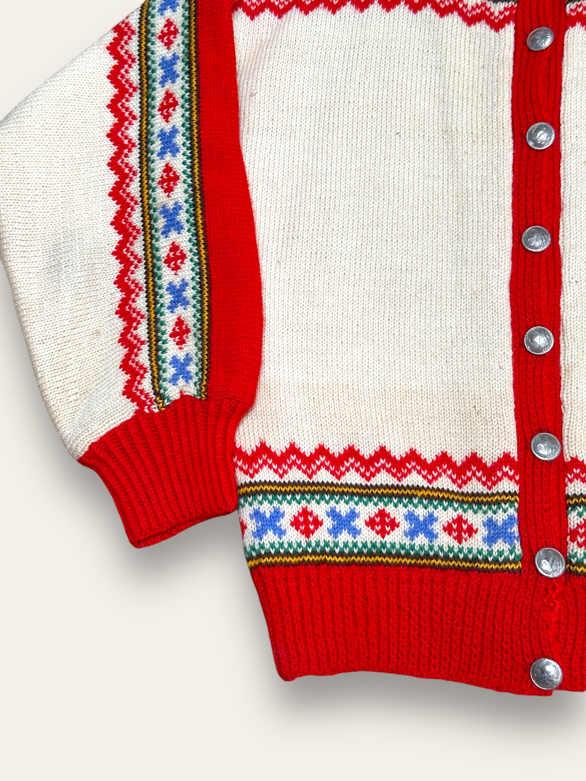 Vintage 1950’s Norway Fair Isle Wool Cardigan Sweater