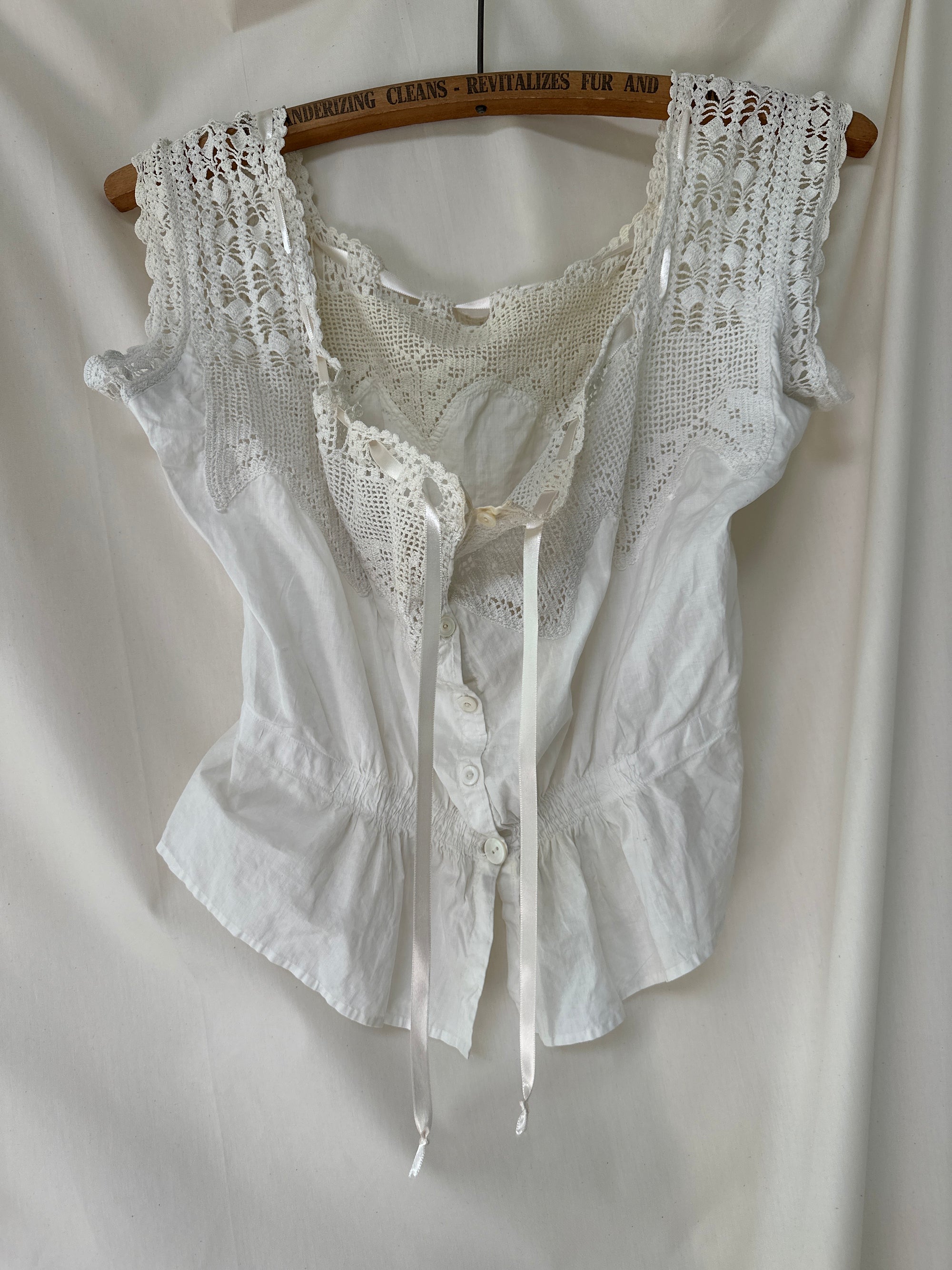 Vintage Early 1900’s Butterfly Crochet Cotton Chemise Camisole