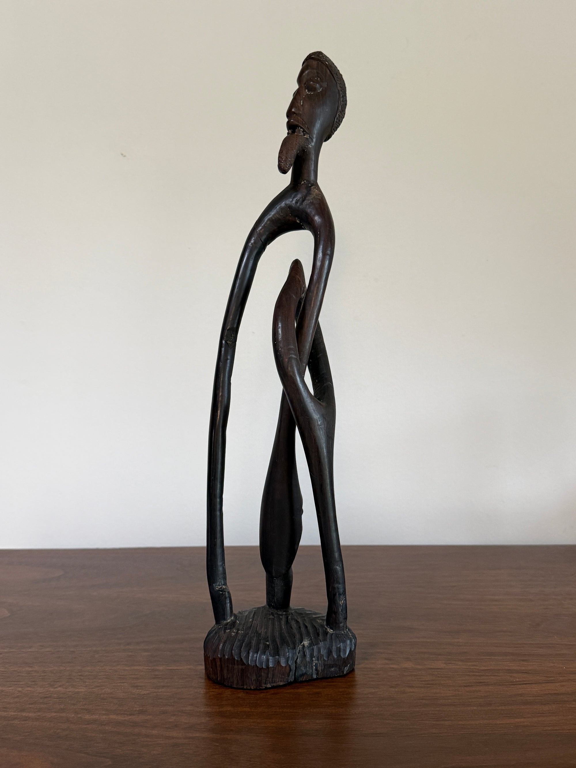 Vintage 1960s Mid-Century Modern Makonde Shetani Spirit Sculpture | Hand-Carved African Blackwood (Mpingo Ebony)