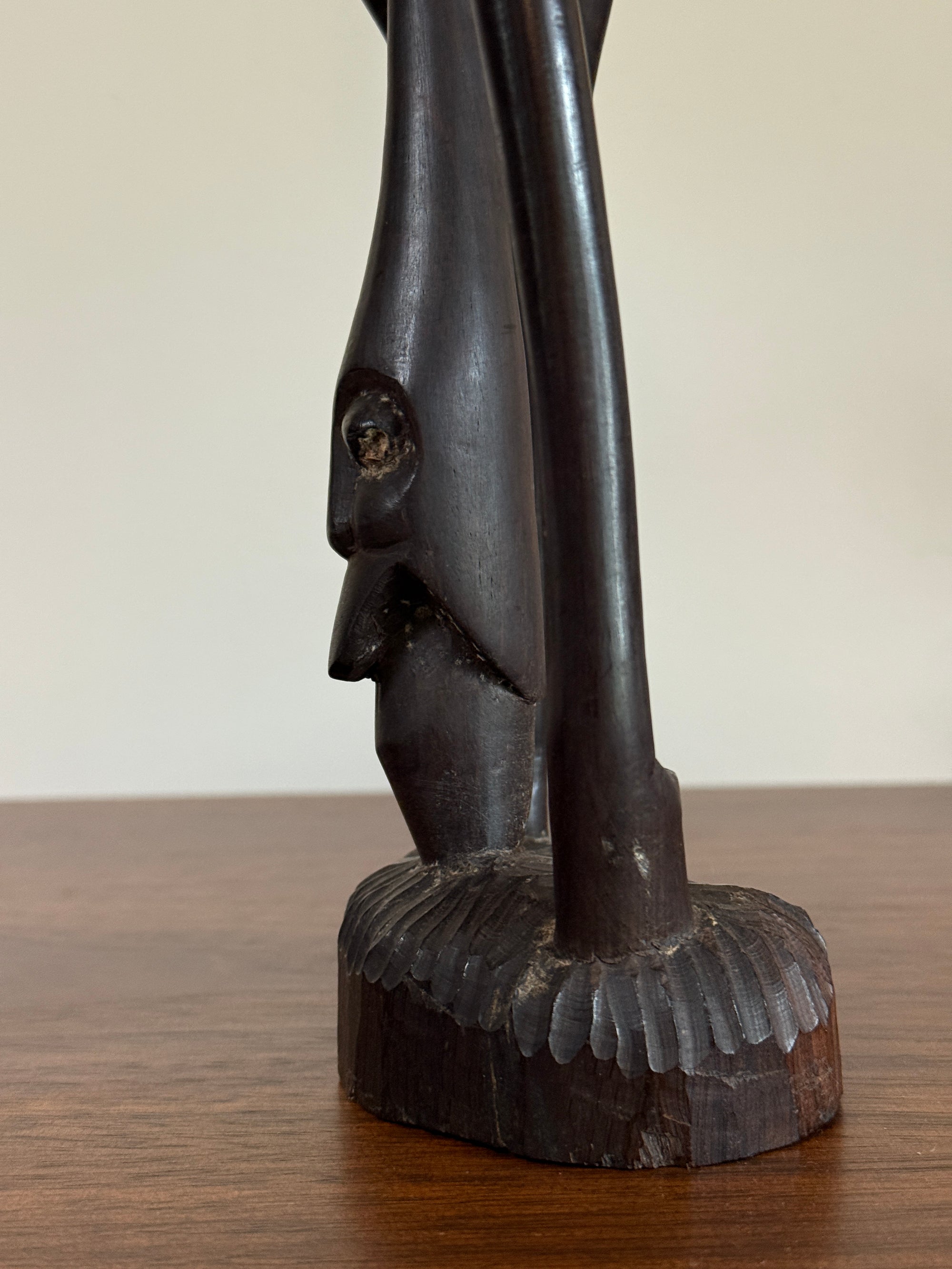 Vintage 1960s Mid-Century Modern Makonde Shetani Spirit Sculpture | Hand-Carved African Blackwood (Mpingo Ebony)
