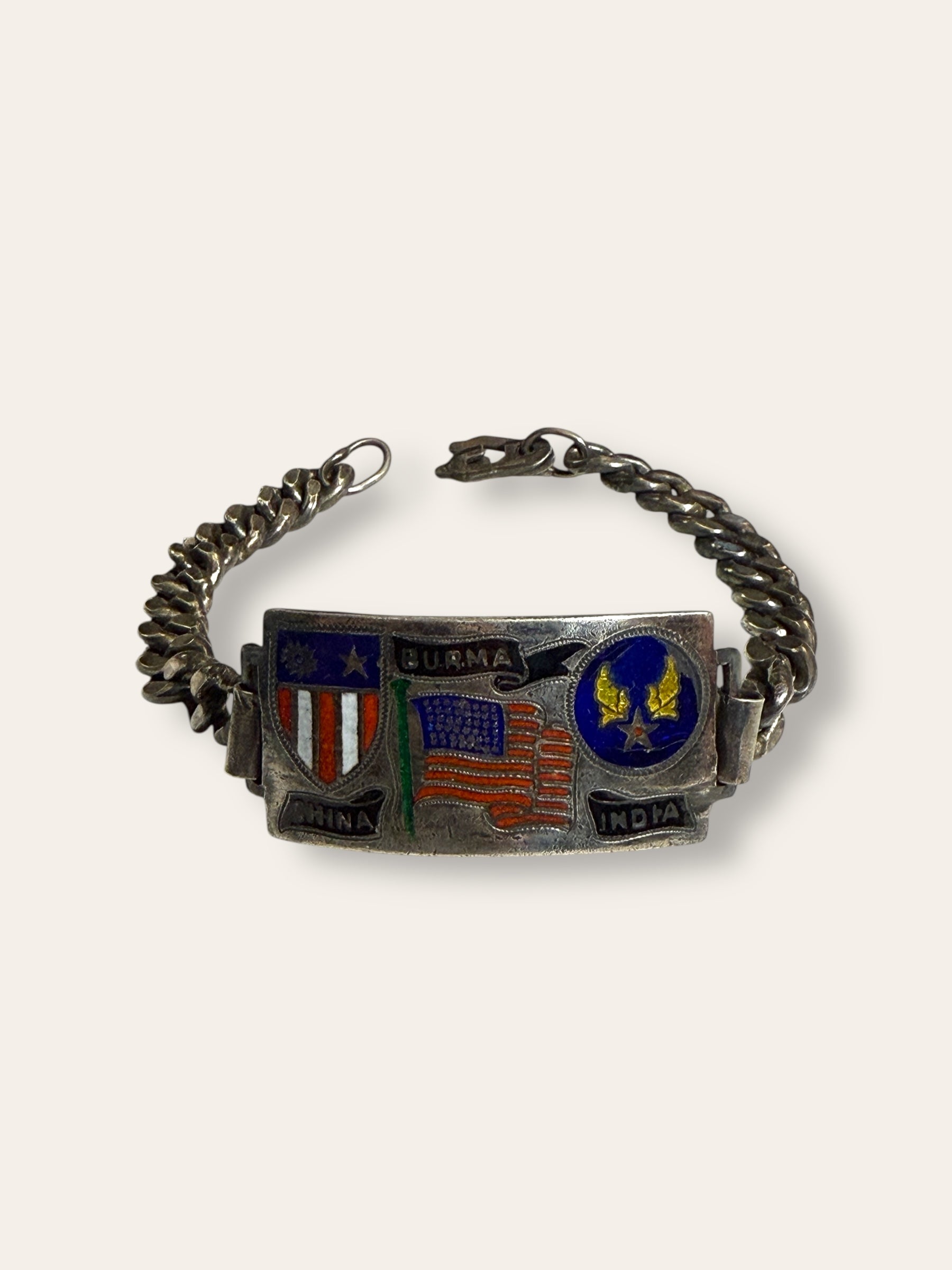 1942’s★ アメリカ陸軍航空軍★Gunner Bracelet★②ミリタリー Vintage 1940's WWII US Air Force CBI Sterling Silver Bracelet