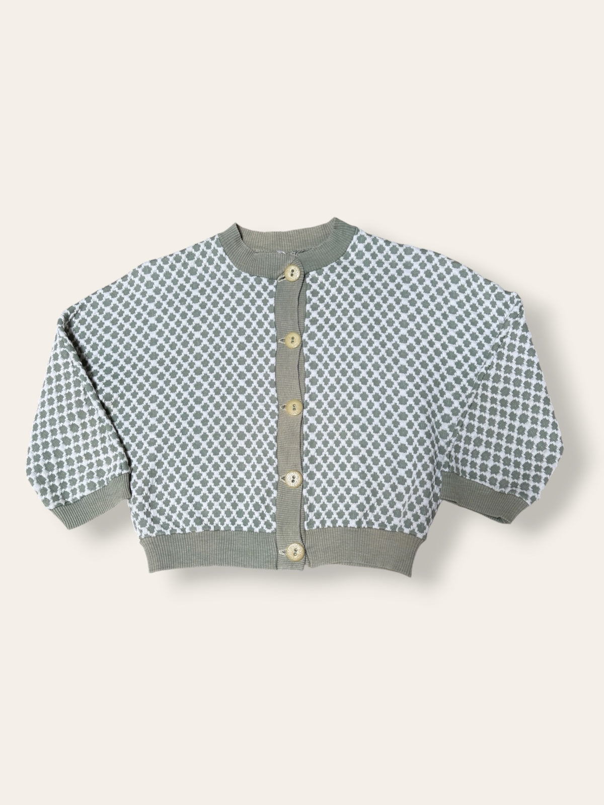 Vintage 1940’s Sage Jacquard Knit Cardigan