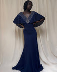 Vintage 1940’s Beaded Navy Crepe Dress