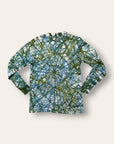 Vintage 1960s Hand-Dyed Folk Web Veining Tie-Dye Long Sleeve Shirt in Moss | Hanes Loopwheel 100% Cotton Shirt