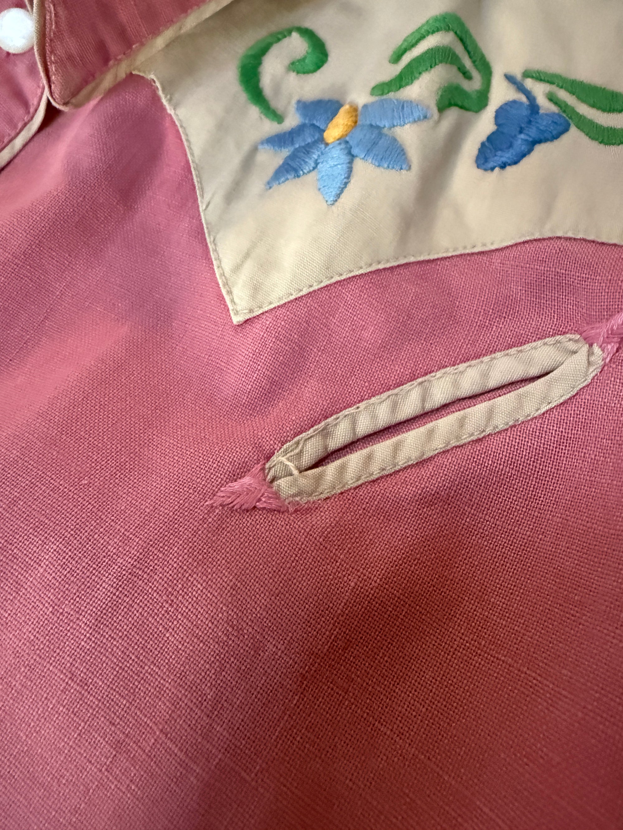 Vintage 1940’s Embroidered Cotton Western Shirt