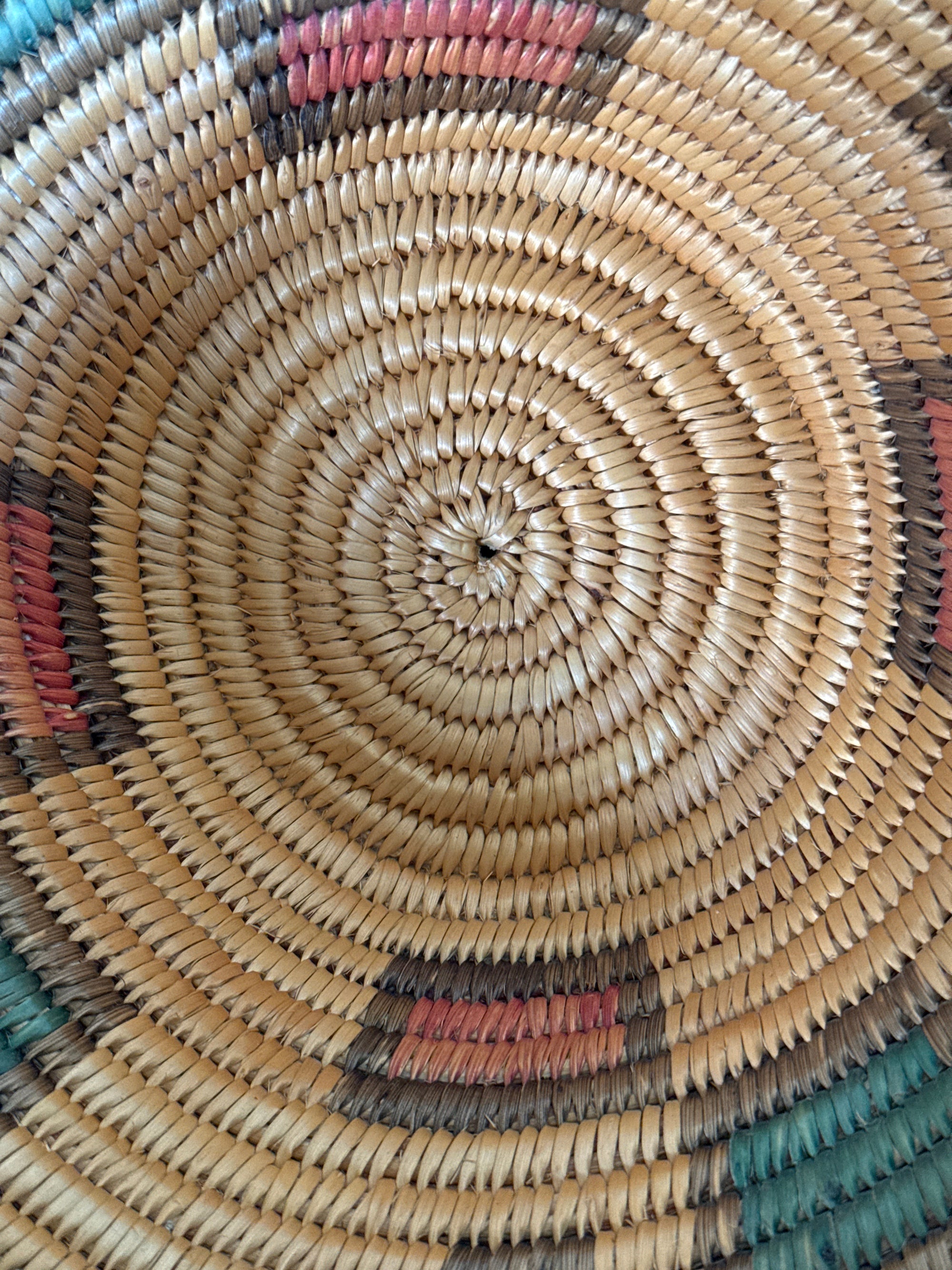Vintage Jicarilla Apache Coil Handmade Basket | Native American Geometric Basket