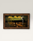 Vintage Mid Century Modern Desert Landscape Black Velvet Painting | MCM Cactus & Yucca Wall Art | Southwestern Framed Original Artwork