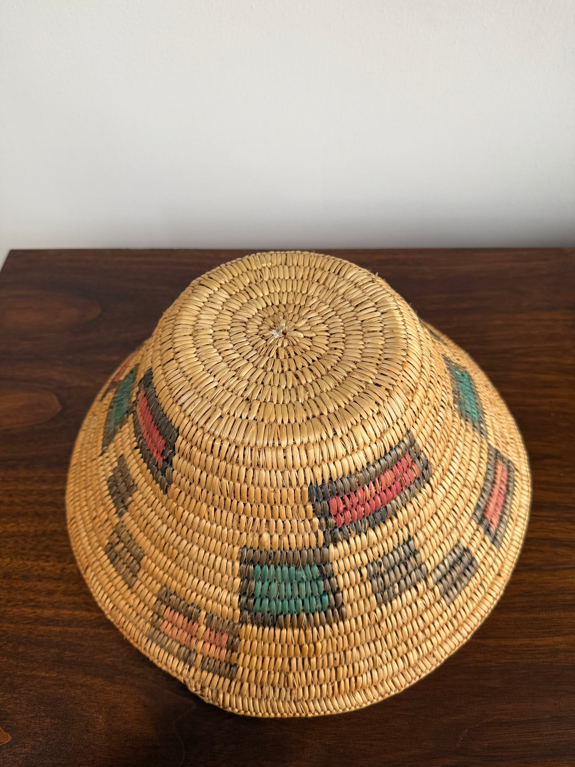 Vintage Jicarilla Apache Coil Handmade Basket | Native American Geometric Basket