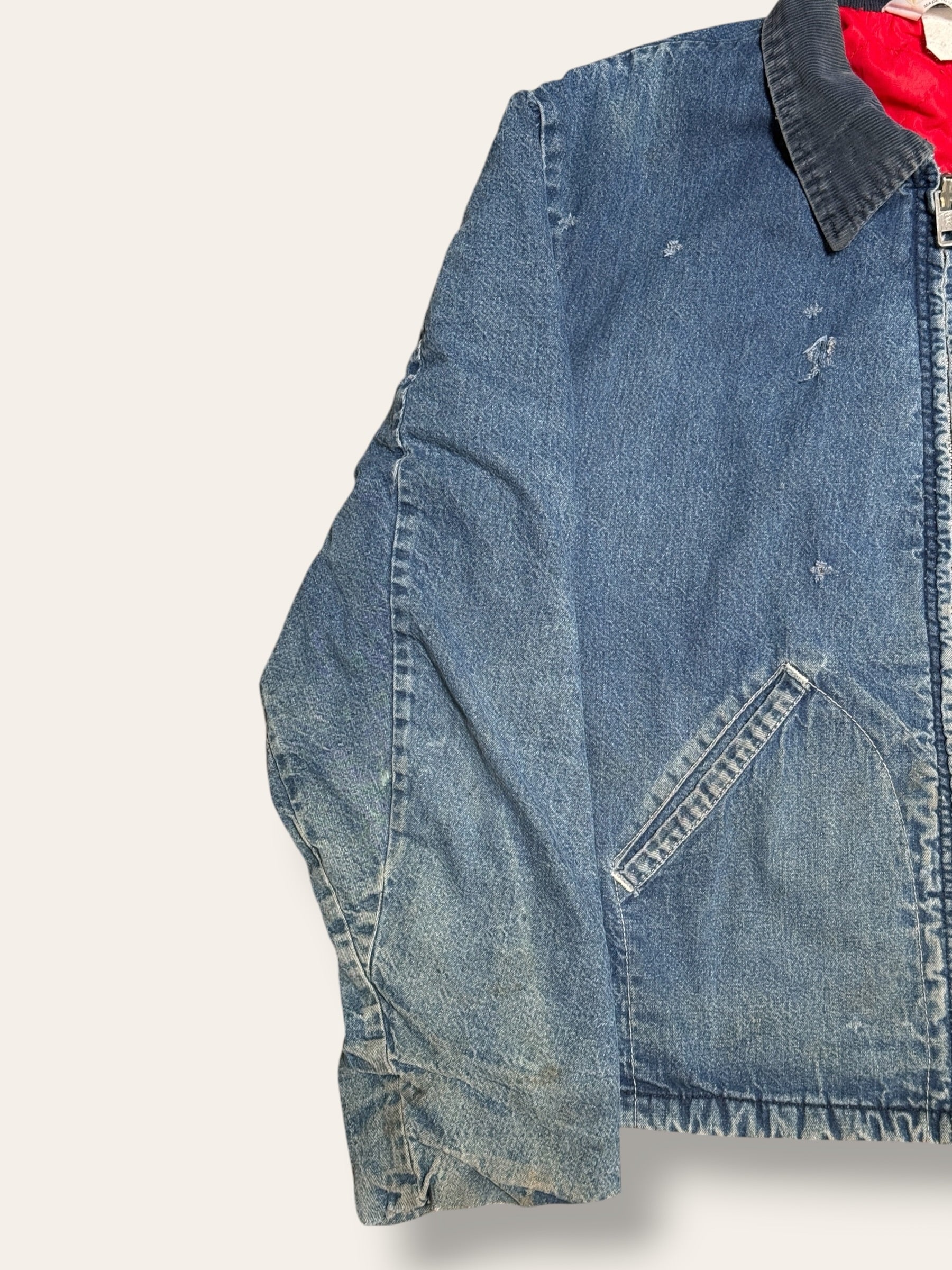 Vintage 1960s Key Imperial Denim Work Jacket | Belted Back Faded Denim