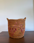 Vintage Jicarilla Apache Coil Handmade Basket With Handles | Native American Pattern Basket