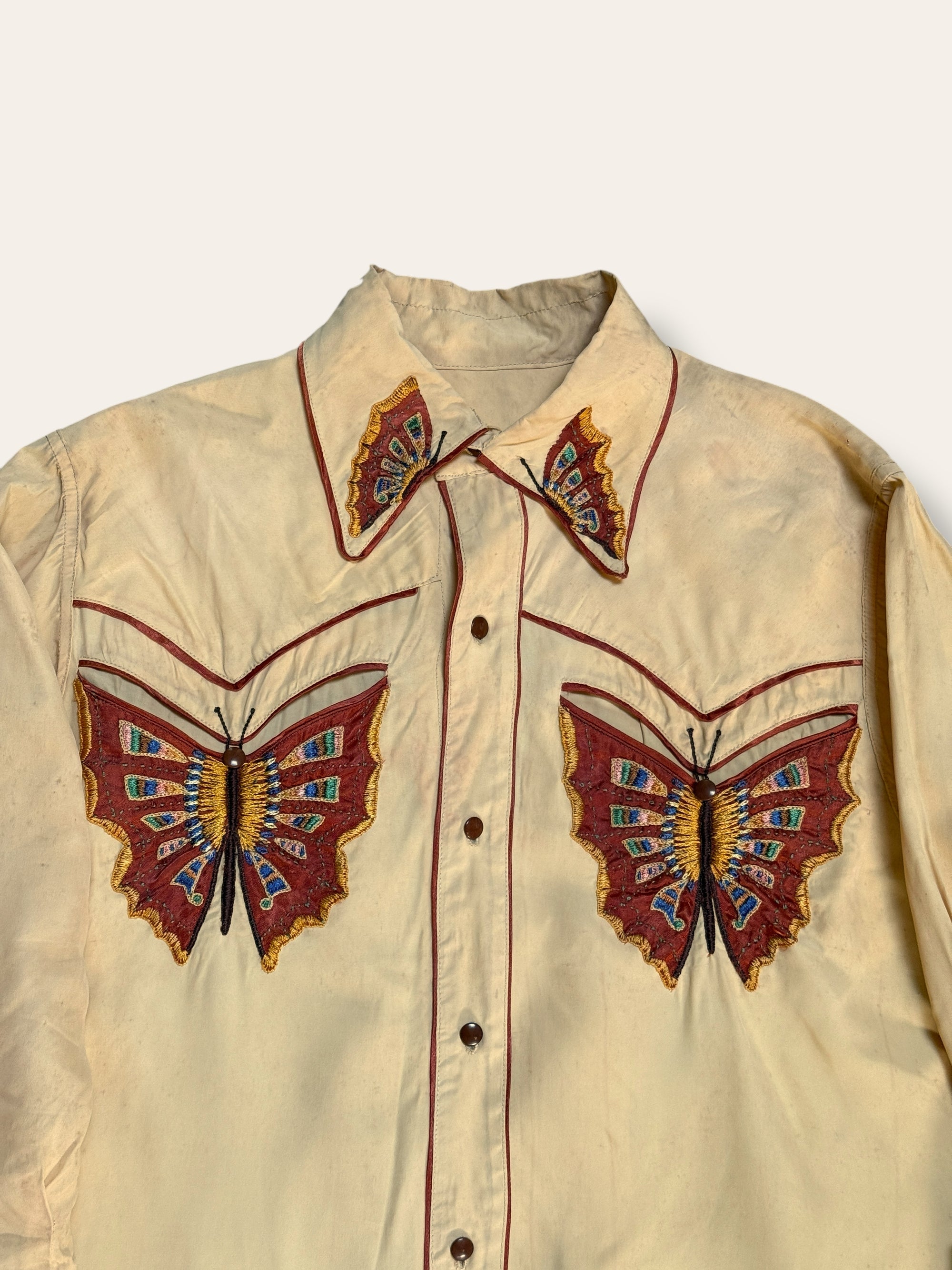 Vintage 1940’s Butterfly Embroidery Western Shirt