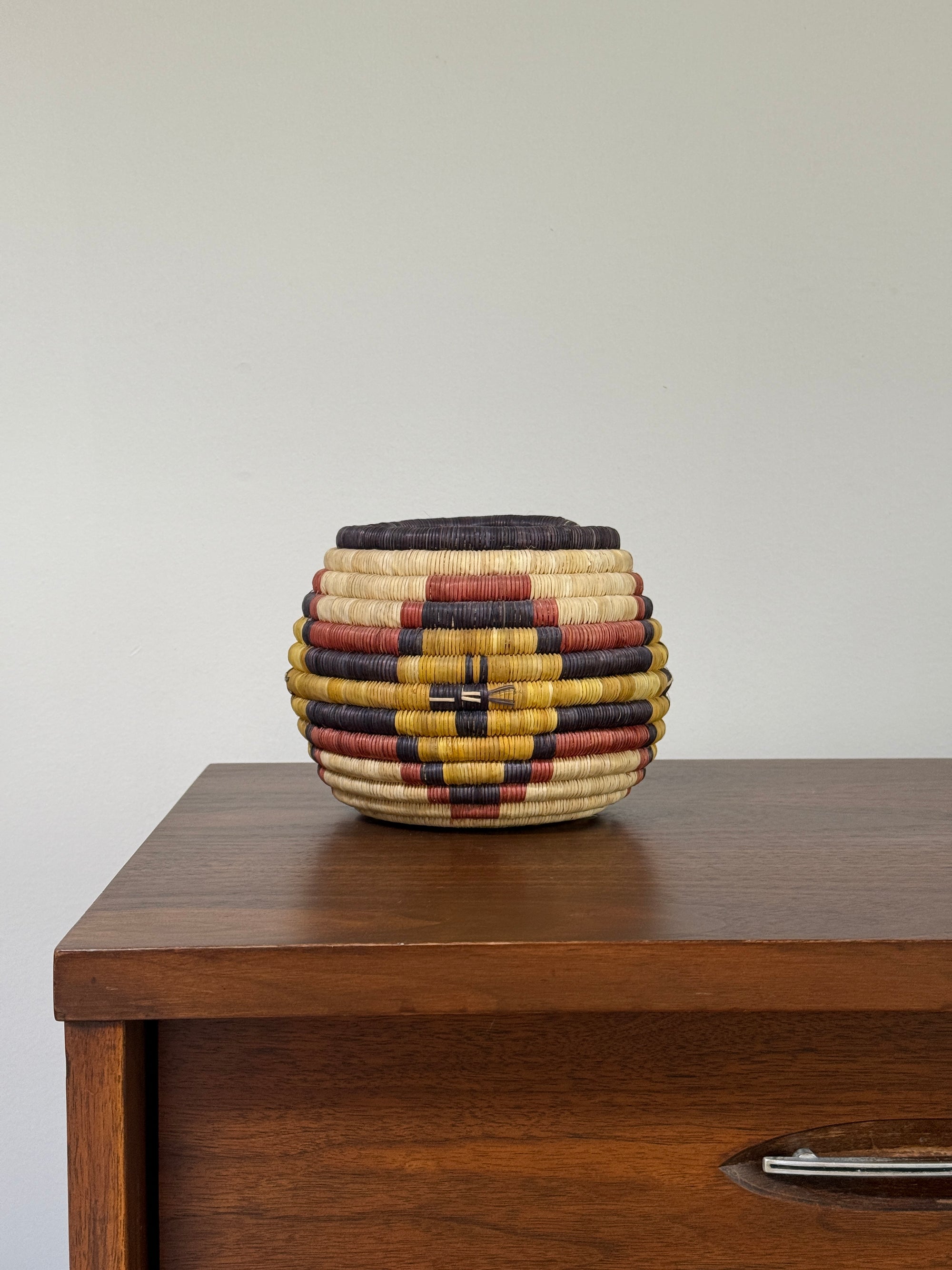 Vintage 1960s Hopi Coiled Pictorial Bowl Handmade Basket | Hopi Native American Basket