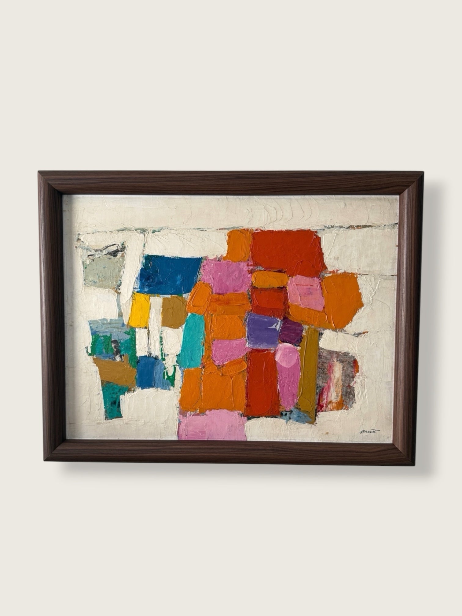 Vintage 1950s Bassett Mid-Century Modern Abstract Painting | Vintage MCM Painting
