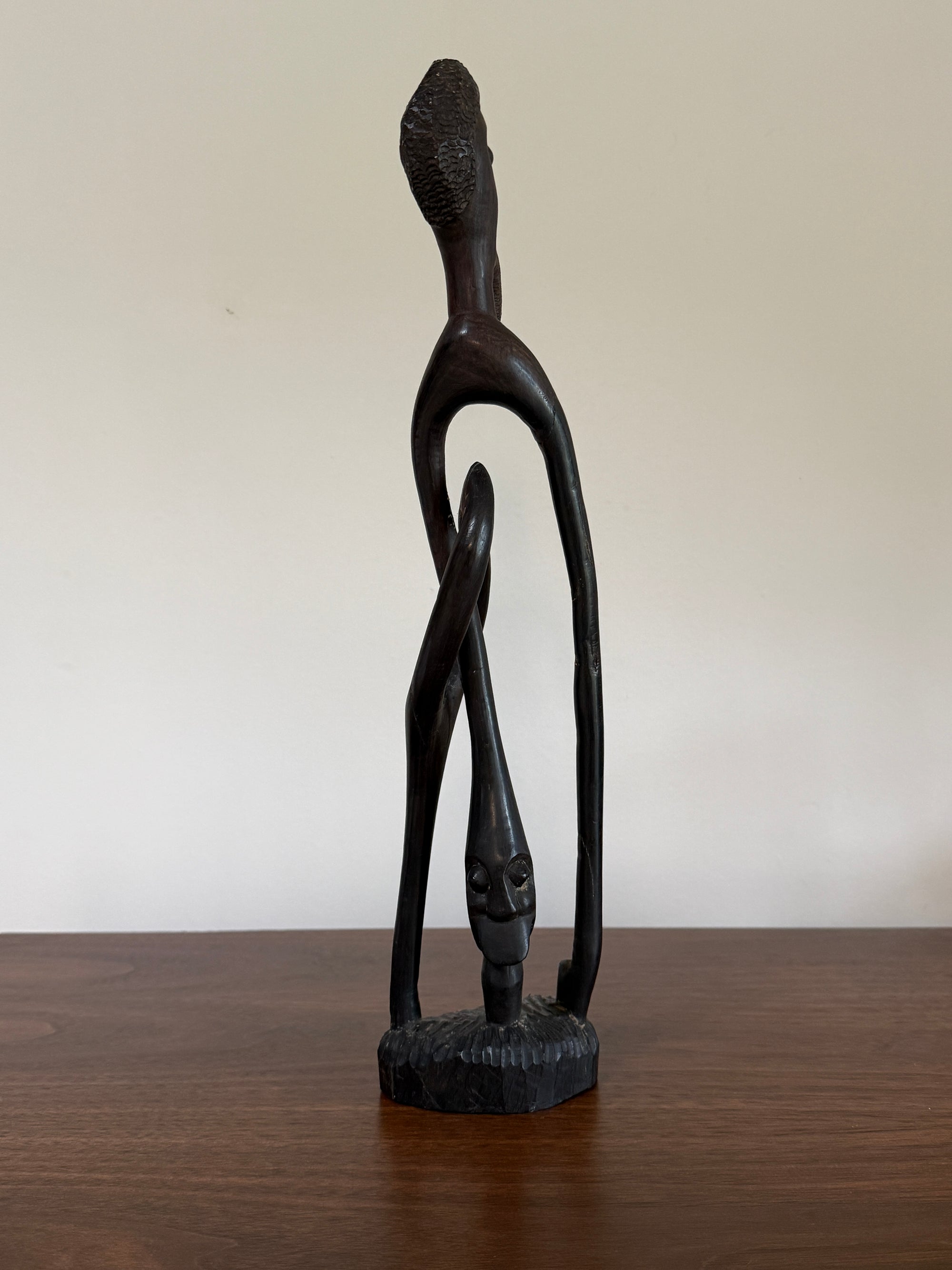 Vintage 1960s Mid-Century Modern Makonde Shetani Spirit Sculpture | Hand-Carved African Blackwood (Mpingo Ebony)