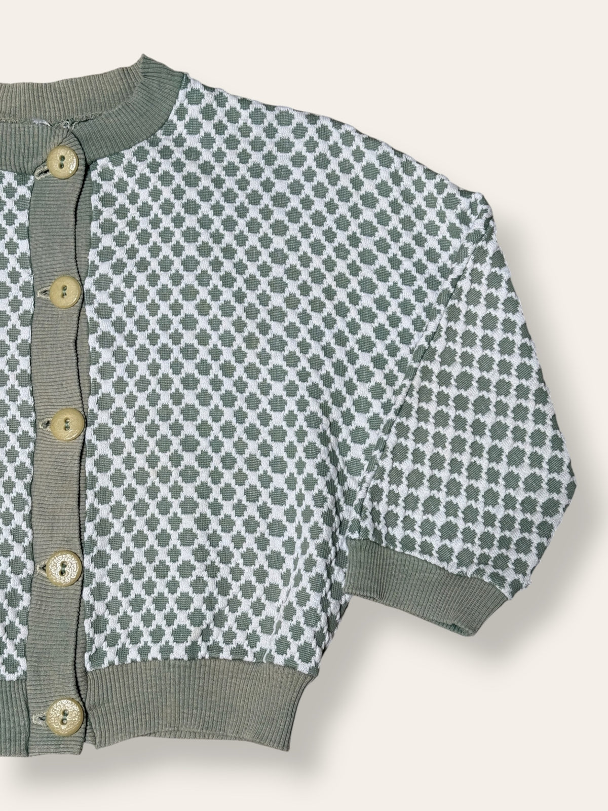 Vintage 1940’s Sage Jacquard Knit Cardigan