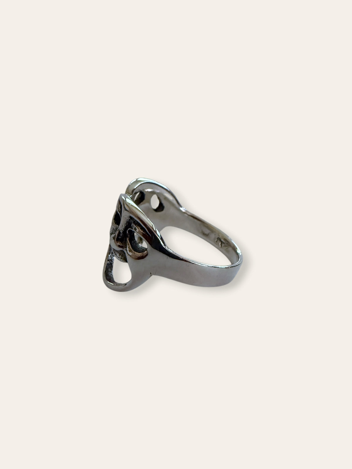 925 Sterling Silver Smile Now Cry Later Statement Ring