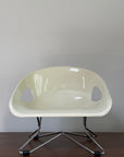 Vintage Mid Century Modern Mini Shell Chair | White Scoop Accent Chair | Space Age Atomic MCM Design Chair