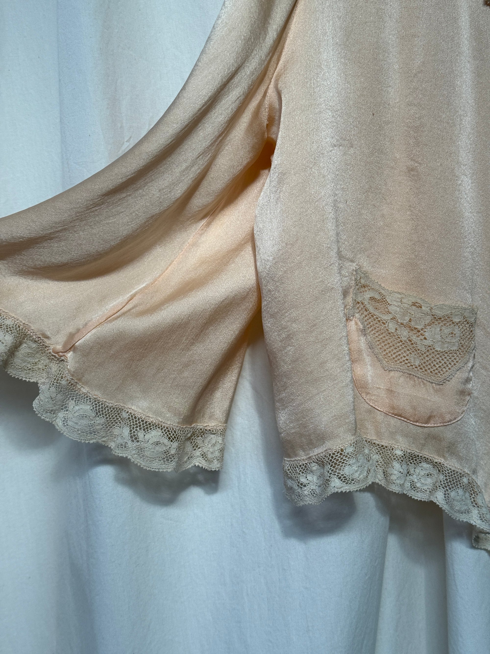 Vintage 1930s Silk &amp; Lace Bed Jacket | Silk Lingerie Top