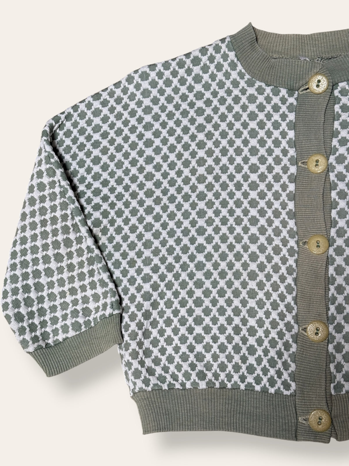 Vintage 1940’s Sage Jacquard Knit Cardigan
