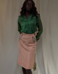Vintage 1940's Gabardine Hollywood Western Skirt | Chain Stitch Embroidery, Rhinestones & Suede Fringe