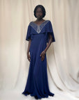 Vintage 1940’s Beaded Navy Crepe Dress