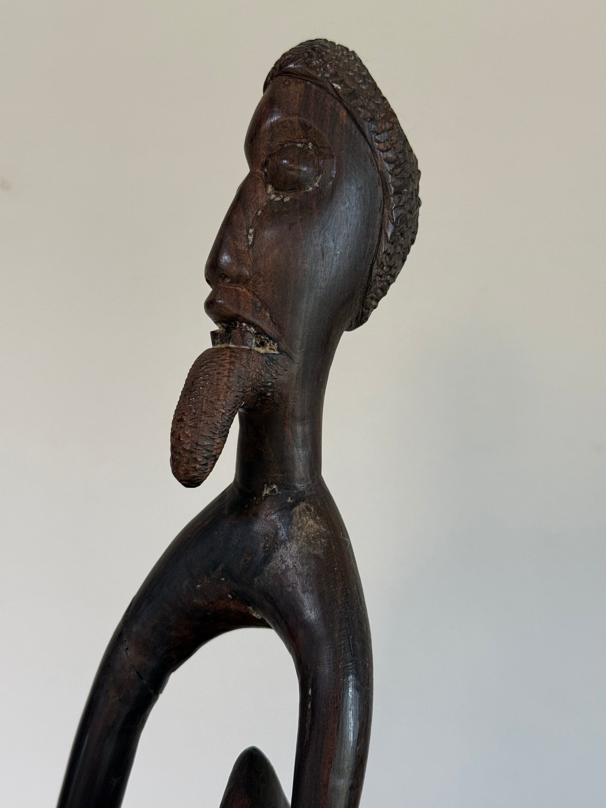 Vintage 1960s Mid-Century Modern Makonde Shetani Spirit Sculpture | Hand-Carved African Blackwood (Mpingo Ebony)