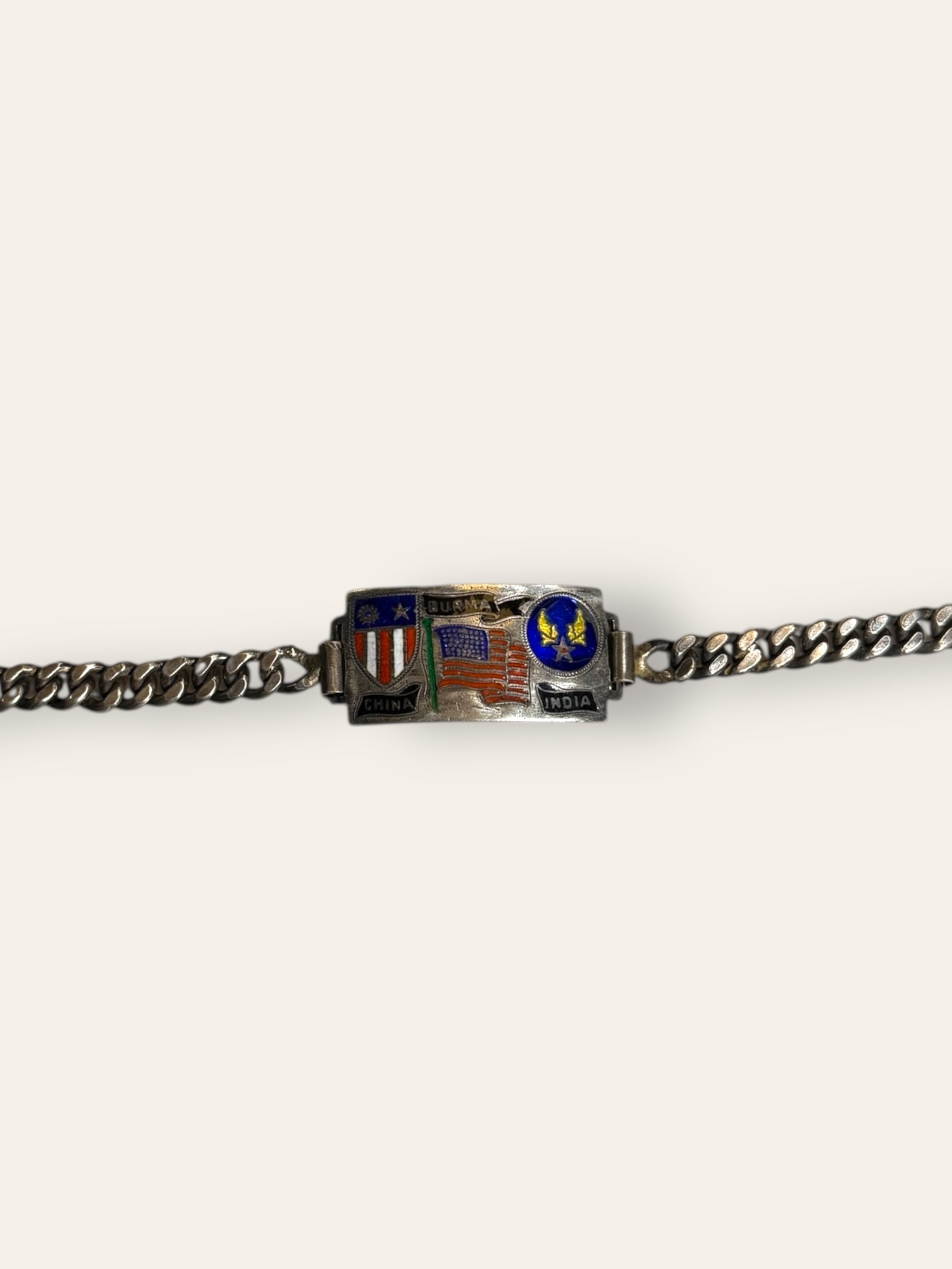Vintage 1940's WWII US Air Force CBI Sterling Silver Bracelet
