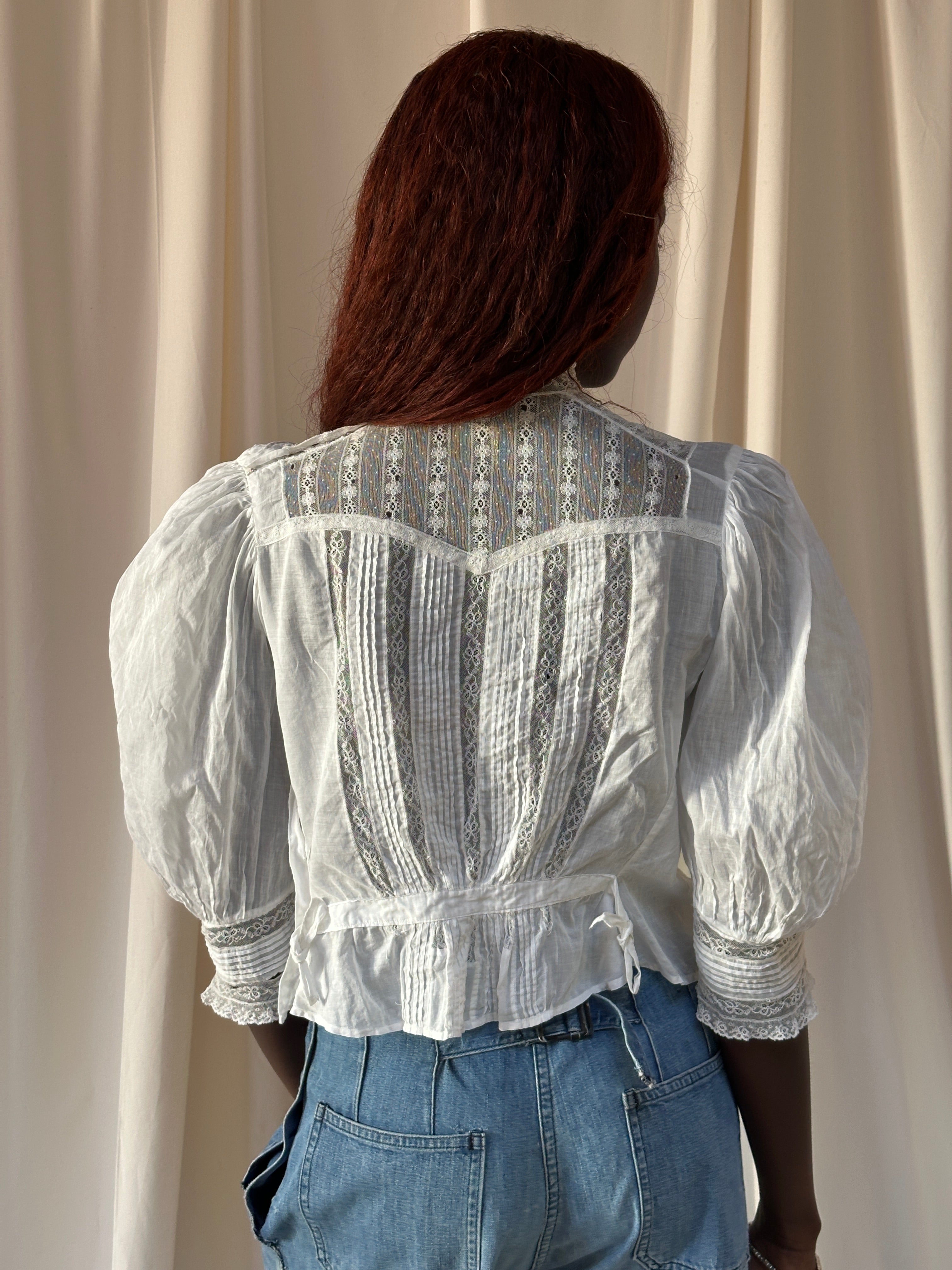 Vintage Edwardian Pleated Cotton Lace Blouse – Afterlife Boutique