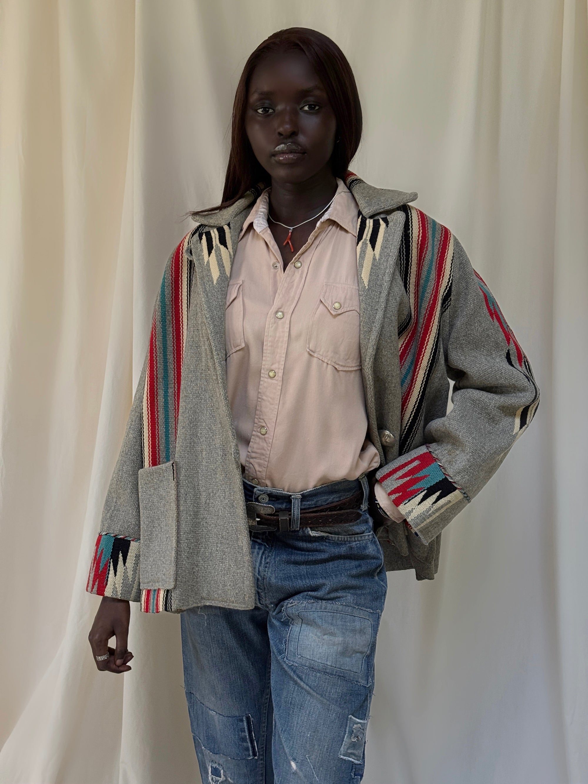 Vintage 1940’s Chimayo Ganscraft Woven Jacket | Southwest Hand Woven Wool Jacket